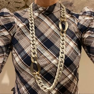 Alexis Bittar smoked lucite & grey link necklace